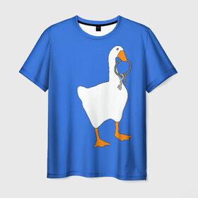 Мужская футболка 3D с принтом Untitled Goose Game , 100% полиэфир | прямой крой, круглый вырез горловины, длина до линии бедер | epic store | ugg | untitled goose game | гусь | игра без названия | игра про гуся | неназванная игра про гуся