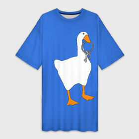 Платье-футболка 3D с принтом Untitled Goose Game ,  |  | epic store | ugg | untitled goose game | гусь | игра без названия | игра про гуся | неназванная игра про гуся