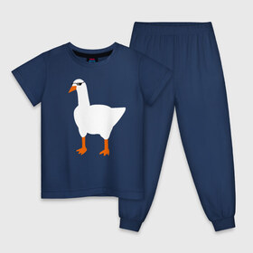Детская пижама хлопок с принтом КРУТОЙ ГУСЬ , 100% хлопок |  брюки и футболка прямого кроя, без карманов, на брюках мягкая резинка на поясе и по низу штанин
 | meme | untitled goose game | злой гусь | мем | птица