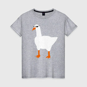 Женская футболка хлопок с принтом КРУТОЙ ГУСЬ , 100% хлопок | прямой крой, круглый вырез горловины, длина до линии бедер, слегка спущенное плечо | meme | untitled goose game | злой гусь | мем | птица