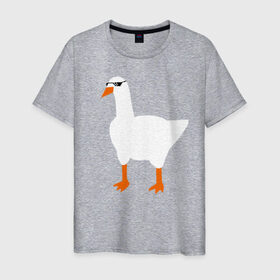 Мужская футболка хлопок с принтом КРУТОЙ ГУСЬ , 100% хлопок | прямой крой, круглый вырез горловины, длина до линии бедер, слегка спущенное плечо. | meme | untitled goose game | злой гусь | мем | птица