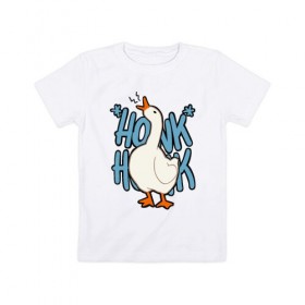 Детская футболка хлопок с принтом КРЯ-КРЯ , 100% хлопок | круглый вырез горловины, полуприлегающий силуэт, длина до линии бедер | meme | untitled goose game | злой гусь | мем | птица