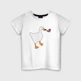 Детская футболка хлопок с принтом Untitled Goose , 100% хлопок | круглый вырез горловины, полуприлегающий силуэт, длина до линии бедер | evil | game | goose | mem | memes | untitled | гусь | злой | игра | мем | осторожно