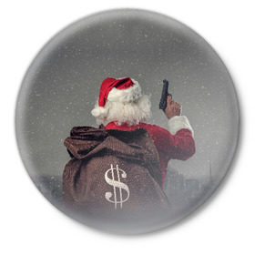 Значок с принтом Very Bad Santa ,  металл | круглая форма, металлическая застежка в виде булавки | 