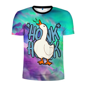 Мужская футболка 3D спортивная с принтом HONK HONK , 100% полиэстер с улучшенными характеристиками | приталенный силуэт, круглая горловина, широкие плечи, сужается к линии бедра | meme | untitled goose game | злой гусь | мем | птица