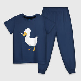 Детская пижама хлопок с принтом untitled goose , 100% хлопок |  брюки и футболка прямого кроя, без карманов, на брюках мягкая резинка на поясе и по низу штанин
 | game | goose | untitled | videogame | видеоигры | гусь | игры | мем