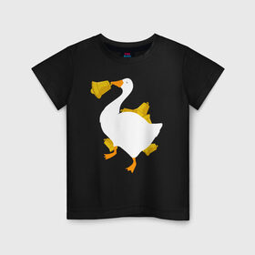 Детская футболка хлопок с принтом ЗЛОЙ ГУСТЬ С КОЛОКОЛЬЧИКОМ , 100% хлопок | круглый вырез горловины, полуприлегающий силуэт, длина до линии бедер | meme | untitled goose game | злой гусь | мем | птица