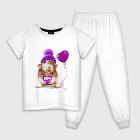 Детская пижама хлопок с принтом Крыска с шариком , 100% хлопок |  брюки и футболка прямого кроя, без карманов, на брюках мягкая резинка на поясе и по низу штанин
 | heart | lovely | крыса | крыска | любовь | мими | романтика | сердечки | сердце | шарик