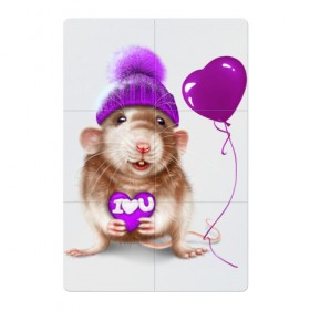 Магнитный плакат 2Х3 с принтом Крыска с шариком , Полимерный материал с магнитным слоем | 6 деталей размером 9*9 см | heart | lovely | крыса | крыска | любовь | мими | романтика | сердечки | сердце | шарик