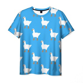 Мужская футболка 3D с принтом КРУТЫЕ ГУСИ , 100% полиэфир | прямой крой, круглый вырез горловины, длина до линии бедер | meme | untitled goose game | злой гусь | мем | птица