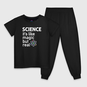 Детская пижама хлопок с принтом Наука как магия,только реальна , 100% хлопок |  брюки и футболка прямого кроя, без карманов, на брюках мягкая резинка на поясе и по низу штанин
 | science | атом | магия | мозг | наука | наука рулит | научный | учёные | учёный
