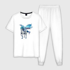 Мужская пижама хлопок с принтом Пегас , 100% хлопок | брюки и футболка прямого кроя, без карманов, на брюках мягкая резинка на поясе и по низу штанин
 | крылья | лошадь | пегас | рисунок | существо