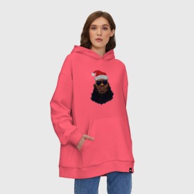 Худи SuperOversize хлопок с принтом Black Santa , 70% хлопок, 30% полиэстер, мягкий начес внутри | карман-кенгуру, эластичная резинка на манжетах и по нижней кромке, двухслойный капюшон
 | 