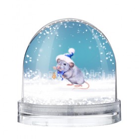 Снежный шар с принтом Рождественская Крыска , Пластик | Изображение внутри шара печатается на глянцевой фотобумаге с двух сторон | Тематика изображения на принте: 