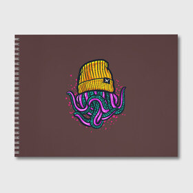 Альбом для рисования с принтом Octopus(Lil Peep GBC) , 100% бумага
 | матовая бумага, плотность 200 мг. | Тематика изображения на принте: gbc | lil | peep | rap | rock | бордовый | желтый | зеленый | исполнитель | картинка | надпись на спине | осьминог | редактируемый дизайн | рок | рэп | рэпер | сочный цвет | фиолетовый