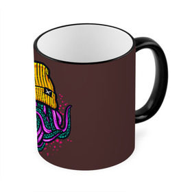 Кружка с принтом Octopus(Lil Peep, GBC) , керамика | ёмкость 330 мл | gbc | lil | peep | rap | rock | бордовый | желтый | зеленый | исполнитель | картинка | надпись на спине | осьминог | редактируемый дизайн | рок | рэп | рэпер | сочный цвет | фиолетовый