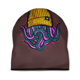 Шапка 3D с принтом Octopus(Lil Peep, GBC) , 100% полиэстер | универсальный размер, печать по всей поверхности изделия | gbc | lil | peep | rap | rock | бордовый | желтый | зеленый | исполнитель | картинка | надпись на спине | осьминог | редактируемый дизайн | рок | рэп | рэпер | сочный цвет | фиолетовый