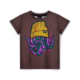 Детская футболка 3D с принтом Octopus(Lil Peep, GBC) , 100% гипоаллергенный полиэфир | прямой крой, круглый вырез горловины, длина до линии бедер, чуть спущенное плечо, ткань немного тянется | gbc | lil | peep | rap | rock | бордовый | желтый | зеленый | исполнитель | картинка | надпись на спине | осьминог | редактируемый дизайн | рок | рэп | рэпер | сочный цвет | фиолетовый