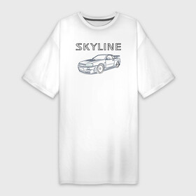 Платье-футболка хлопок с принтом Nissan Skyline GTR R34 ,  |  | bnr | drag | drift | godzila | gtr | gtr r34 | jdm | nisan | nismo | nissan gtr | nur spec | r34 | r34 gtr | rb26 | sky | sky gtr | skyline | skyline34 | авто | гонки | ждм | нисан | ниссан | скайлайн
