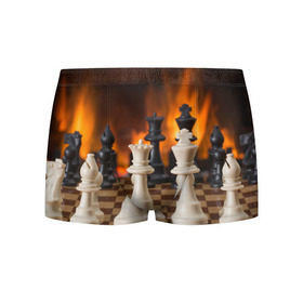 Мужские трусы 3D с принтом Шахматы , 50% хлопок, 50% полиэстер | классическая посадка, на поясе мягкая тканевая резинка | Тематика изображения на принте: дамка | доска | игра | игры | камин | конь | король | огне | огнём | огненное | огонь | пешка | пламя | слон | ферзь | фигурки | фигуры | шахматная | шахматы