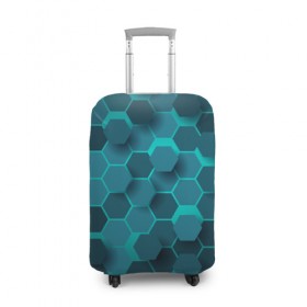 Чехол для чемодана 3D с принтом Бирюзовые соты , 86% полиэфир, 14% спандекс | двустороннее нанесение принта, прорези для ручек и колес | 