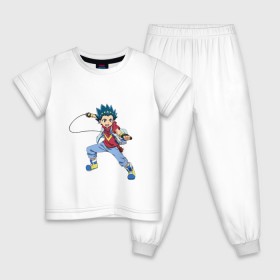 Детская пижама хлопок с принтом Beyblade Burst , 100% хлопок |  брюки и футболка прямого кроя, без карманов, на брюках мягкая резинка на поясе и по низу штанин
 | beyblade burst | аниме | арт | волчок | игра | лого | мультик | персонажи | постер | рисунок | эскиз