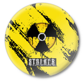 Значок с принтом S.T.A.L.K.E.R. ,  металл | круглая форма, металлическая застежка в виде булавки | game | stalker | зона | игра | радиация | сталкер | чернобыль