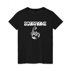 Женская футболка хлопок с принтом SCORPIONS , 100% хлопок | прямой крой, круглый вырез горловины, длина до линии бедер, слегка спущенное плечо | scorpions | клаус майне | маттиас ябс | микки ди | павел мончивода | рудольф шенкер | скорпион | скорпионс