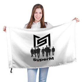 Флаг 3D с принтом SuperM , 100% полиэстер | плотность ткани — 95 г/м2, размер — 67 х 109 см. Принт наносится с одной стороны | baekhyun | k pop | kai | lucas | mark | super m | superm | taemin | taeyong | ten | к поп | музыка | супер м | суперм