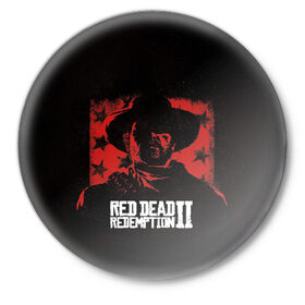 Значок с принтом Red Dead Redemption ,  металл | круглая форма, металлическая застежка в виде булавки | dead | gamer | john | marston | rdr | red | redemption | rockstar | shooter | western | вестерн | джон | марстон | шутер