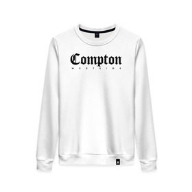 Женский свитшот хлопок с принтом Compton west side , 100% хлопок | прямой крой, круглый вырез, на манжетах и по низу широкая трикотажная резинка  | Тематика изображения на принте: compton | west side | вест сайд | вестсайд | западная сторона | западное побережье | калифорния | комптон | лос анджелес | надпись | реп | реперская | рэп