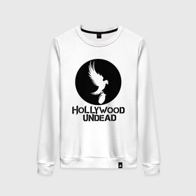 Женский свитшот хлопок с принтом HOLLYWOOD UNDEAD , 100% хлопок | прямой крой, круглый вырез, на манжетах и по низу широкая трикотажная резинка  | deuce | hollywood undead | hu | j dog | shady jeff | голивудская нежить | голливуд | даниэль мурильо | джордан террелл | джордж артур рейган | дилан альварес | мэттью сент клер | нежить