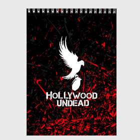 Скетчбук с принтом HOLLYWOOD UNDEAD , 100% бумага
 | 48 листов, плотность листов — 100 г/м2, плотность картонной обложки — 250 г/м2. Листы скреплены сверху удобной пружинной спиралью | deuce | hollywood undead | hu | j dog | shady jeff | голливуд | голливудская нежить | даниэль мурильо | джордан террелл | джордж артур рейган | дилан альварес | мэттью сент клер | нежить