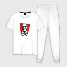 Мужская пижама хлопок с принтом UFC (Конор) , 100% хлопок | брюки и футболка прямого кроя, без карманов, на брюках мягкая резинка на поясе и по низу штанин
 | kfc | ufc | боец | конор макгрегор