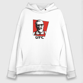 Женское худи Oversize хлопок с принтом UFC (Конор) , френч-терри — 70% хлопок, 30% полиэстер. Мягкий теплый начес внутри —100% хлопок | боковые карманы, эластичные манжеты и нижняя кромка, капюшон на магнитной кнопке | kfc | ufc | боец | конор макгрегор