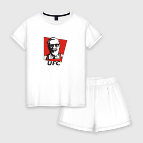 Женская пижама с шортиками хлопок с принтом UFC (Конор) , 100% хлопок | футболка прямого кроя, шорты свободные с широкой мягкой резинкой | kfc | ufc | боец | конор макгрегор