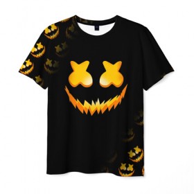 Мужская футболка 3D с принтом MARSHMELLO HALLOWEEN , 100% полиэфир | прямой крой, круглый вырез горловины, длина до линии бедер | Тематика изображения на принте: america | dj | halloween | marshmello | marshmello halloween | usa | америка | маршмелло | маршмелло хеллоуин | хеллоуин | хэллоуин