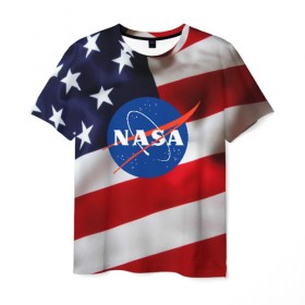 Мужская футболка 3D с принтом NASA USA , 100% полиэфир | прямой крой, круглый вырез горловины, длина до линии бедер | nasa | space x | spacex | usa | астронавт | астронавтика | космонавт | наса | сша