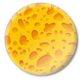 Значок с принтом Сыр ,  металл | круглая форма, металлическая застежка в виде булавки | Тематика изображения на принте: texture | сыр | сырок | текстура | текстура сыра