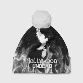 Шапка 3D c помпоном с принтом HOLLYWOOD UNDEAD , 100% полиэстер | универсальный размер, печать по всей поверхности изделия | deuce | hollywood undead | hu | j dog | shady jeff | голливуд | голливудская нежить | даниэль мурильо | джордан террелл | джордж артур рейган | дилан альварес | мэттью сент клер | нежить