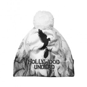 Шапка 3D c помпоном с принтом HOLLYWOOD UNDEAD , 100% полиэстер | универсальный размер, печать по всей поверхности изделия | deuce | hollywood undead | hu | j dog | shady jeff | голливуд | голливудская нежить | даниэль мурильо | джордан террелл | джордж артур рейган | дилан альварес | мэттью сент клер | нежить