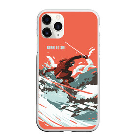 Чехол для iPhone 11 Pro матовый с принтом BORN TO SKI , Силикон |  | горы | зима | лыжи | природа | снег | спорт
