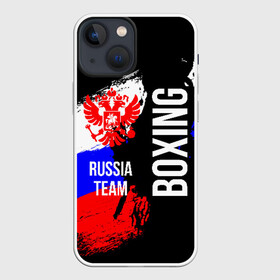 Чехол для iPhone 13 mini с принтом Boxing Russia Team ,  |  | boxer | boxing | russia team | бокс | боксер | сборная россии | тайский бокс