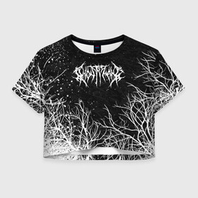 Женская футболка Crop-top 3D с принтом GHOSTEMANE BLACK FOREST , 100% полиэстер | круглая горловина, длина футболки до линии талии, рукава с отворотами | Тематика изображения на принте: eric whitney | ghostemane | trash | треш