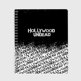 Тетрадь с принтом HOLLYWOOD UNDEAD , 100% бумага | 48 листов, плотность листов — 60 г/м2, плотность картонной обложки — 250 г/м2. Листы скреплены сбоку удобной пружинной спиралью. Уголки страниц и обложки скругленные. Цвет линий — светло-серый
 | deuce | hollywood undead | hu | j dog | shady jeff | голливуд | голливудская нежить | даниэль мурильо | джордан террелл | джордж артур рейган | дилан альварес | мэттью сент клер | нежить