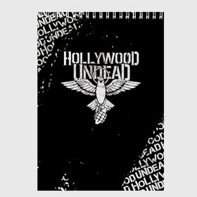 Скетчбук с принтом HOLLYWOOD UNDEAD , 100% бумага
 | 48 листов, плотность листов — 100 г/м2, плотность картонной обложки — 250 г/м2. Листы скреплены сверху удобной пружинной спиралью | deuce | hollywood undead | hu | j dog | shady jeff | голливуд | голливудская нежить | даниэль мурильо | джордан террелл | джордж артур рейган | дилан альварес | мэттью сент клер | нежить