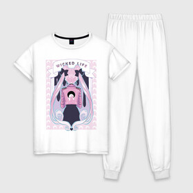 Женская пижама хлопок с принтом Sailor moon wicked life , 100% хлопок | брюки и футболка прямого кроя, без карманов, на брюках мягкая резинка на поясе и по низу штанин | bunny | usagi | аниме | банни цукино | сейлор мун | усаги цукино