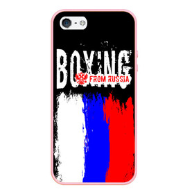 Чехол для iPhone 5/5S матовый с принтом Boxing from Russia , Силикон | Область печати: задняя сторона чехла, без боковых панелей | Тематика изображения на принте: boxer | boxing | from russia | with lowe | бокс | боксер | из россии | кикбоксинг | с любовью | тайский бокс