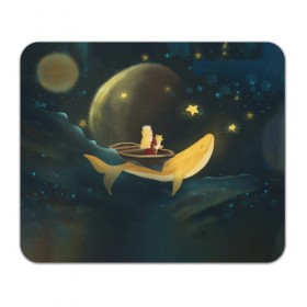Коврик для мышки прямоугольный с принтом Девушка и кит в облаках , натуральный каучук | размер 230 х 185 мм; запечатка лицевой стороны | вечер | волшебство | девочка | звезды | иллюстрация | кит | космос | магия | небо | ночь | облака | планета