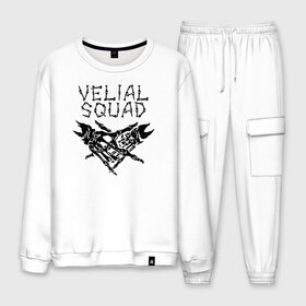 Мужской костюм хлопок с принтом VELIAL SQUAD , 100% хлопок | на свитшоте круглая горловина, мягкая резинка по низу. Брюки заужены к низу, на них два вида карманов: два “обычных” по бокам и два объемных, с клапанами, расположенные ниже линии бедра. Брюки с мягкой трикотажной резинкой на поясе и по низу штанин. В поясе для дополнительного комфорта — широкие завязки | velial squad | велиал сквад